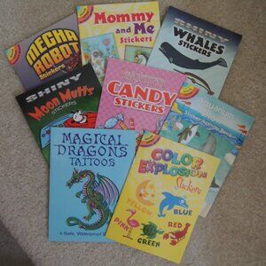 Lot of 8 Dover Little Activity Books: Stickers/Tattoos/Sticker Scene Activities